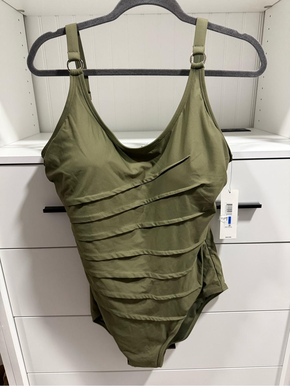 Dkny Olive Green One-Piece with Rose Gold Ring Accent
